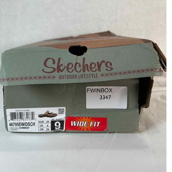Skechers Outdoor Jammin Brown Leather Wide Fit Sandals Size 9 Wide W New - Picture 16 of 16